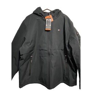 Tommy Hilfiger Men Navy Performance Hooded Jacket  Water Resistant Size XXL NWT